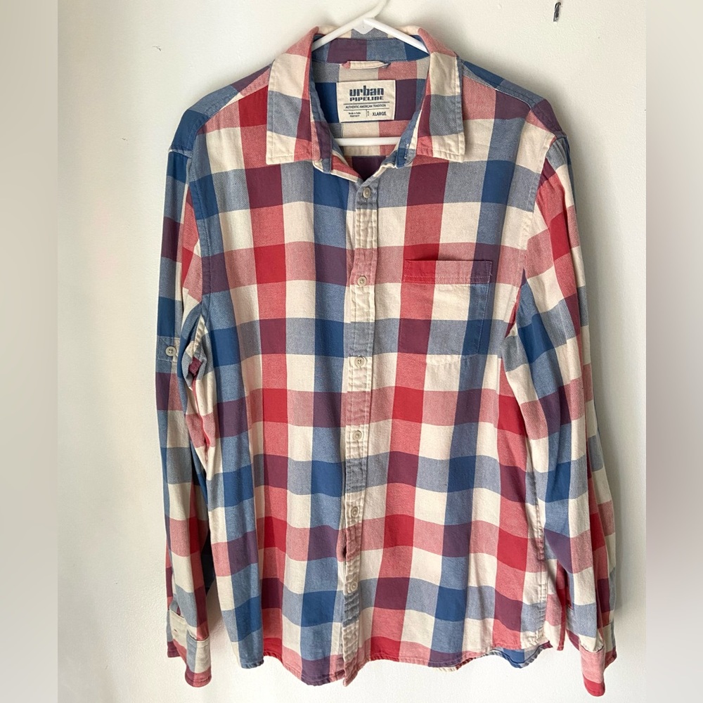 Urban Pipeline Mens Plaid Button Up Shirt Size XL